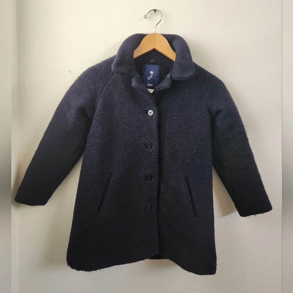 Jacadi Paris Girls Navy Blue Coat Jacket Wool Insulated‎ Size 8A